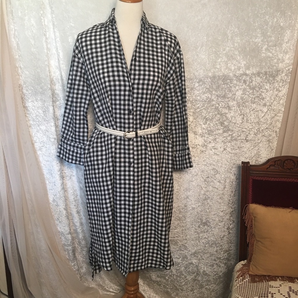 Pazzo Checked  black and white gingham  button up dress with ruffle Size  Medium